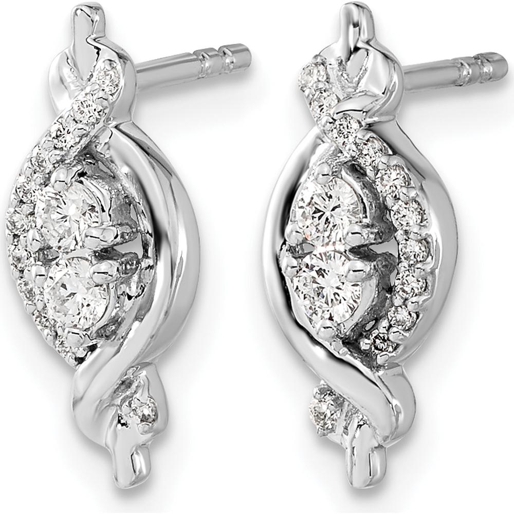 14K White Gold Drop Earrings with Round Natural Diamonds - 0.14 Carats Total Diamond Weight by Monteluci Fine Jewelry