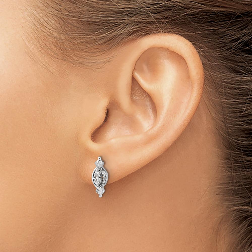 14K White Gold Drop Earrings with Round Natural Diamonds - 0.14 Carats Total Diamond Weight by Monteluci Fine Jewelry