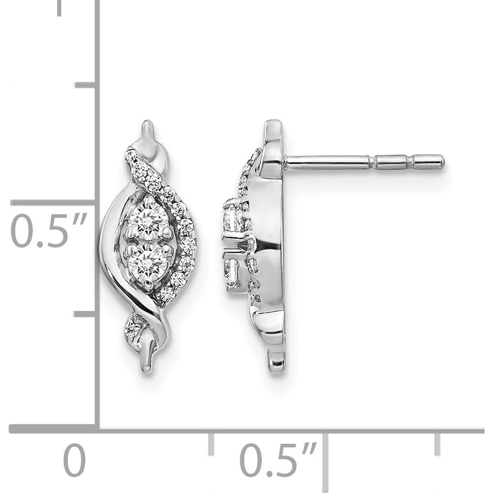 14K White Gold Drop Earrings with Round Natural Diamonds - 0.14 Carats Total Diamond Weight by Monteluci Fine Jewelry