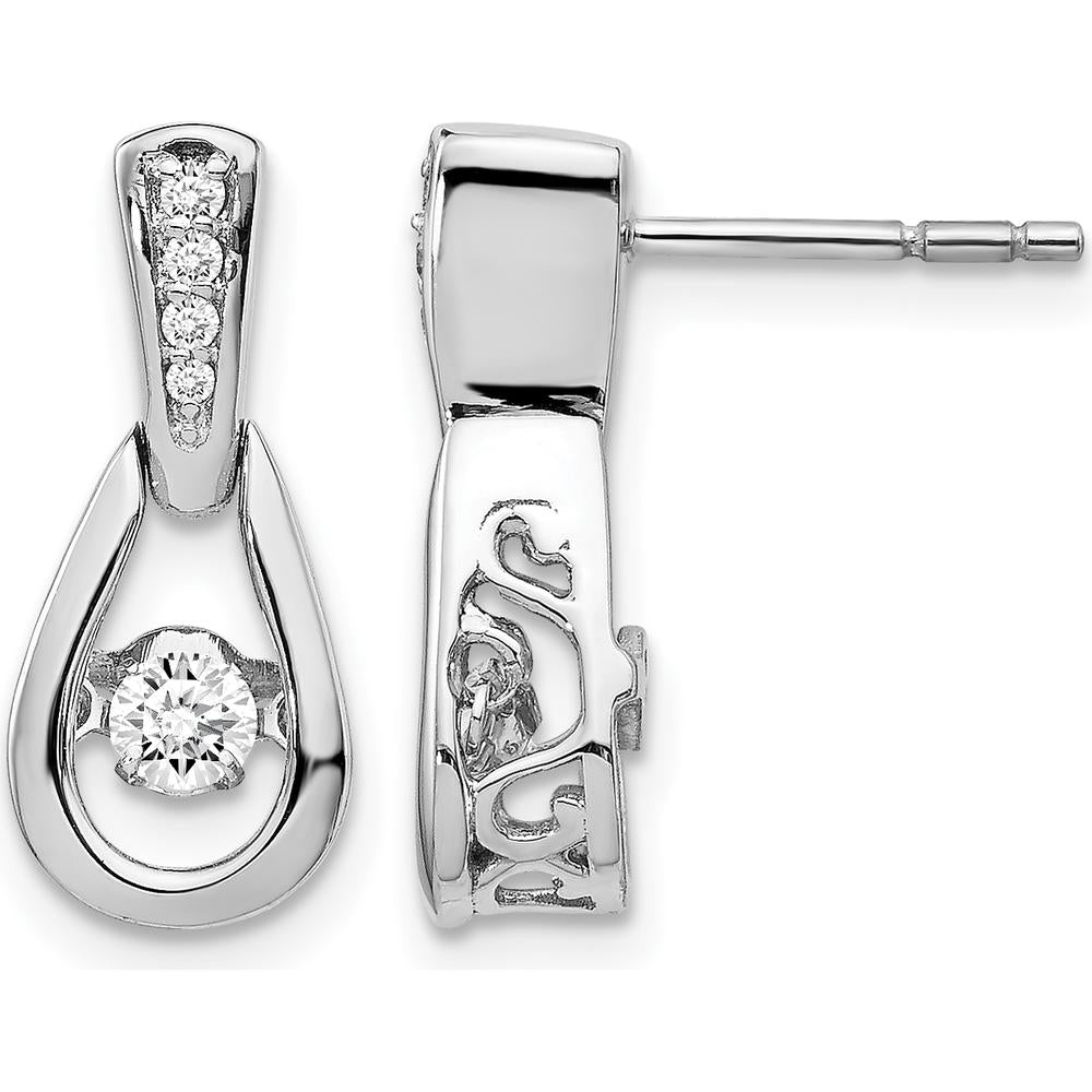 14K White Gold Drop Earrings with Round Natural Diamonds - 0.22 Carat Total Diamond Weight by Monteluci Fine Jewelry