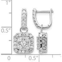 14K White Gold Drop Earrings with Square and Round Diamonds - 0.17 Carat Total Diamond Weight by Monteluci Fine Jewelry