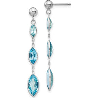 14K White Gold Drop Earrings with Swiss Blue Topaz Marquise Cut Stones - 1.16 Carat Total Topaz Weight by Monteluci Fine Jewelry