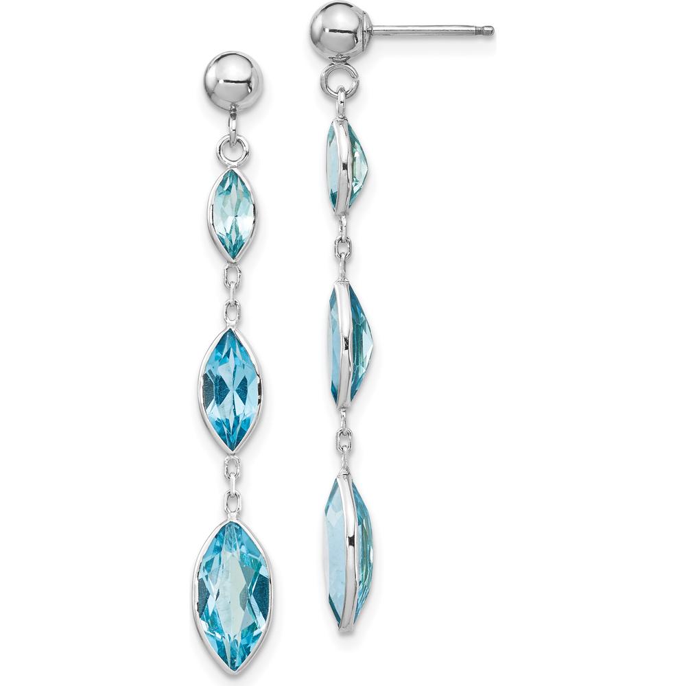 14K White Gold Drop Earrings with Swiss Blue Topaz Marquise Cut Stones - 1.16 Carat Total Topaz Weight by Monteluci Fine Jewelry