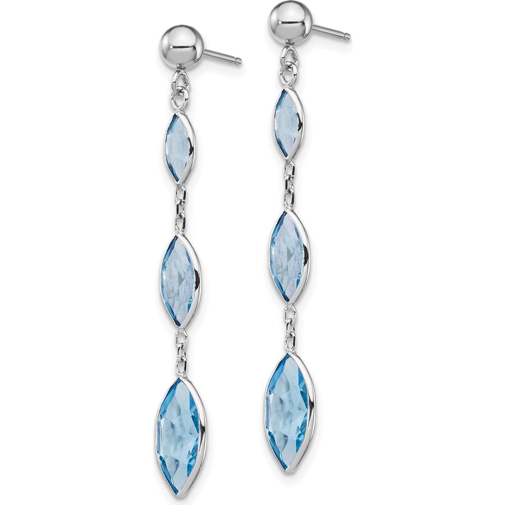14K White Gold Drop Earrings with Swiss Blue Topaz Marquise Cut Stones - 1.16 Carat Total Topaz Weight by Monteluci Fine Jewelry