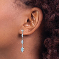 14K White Gold Drop Earrings with Swiss Blue Topaz Marquise Cut Stones - 1.16 Carat Total Topaz Weight by Monteluci Fine Jewelry