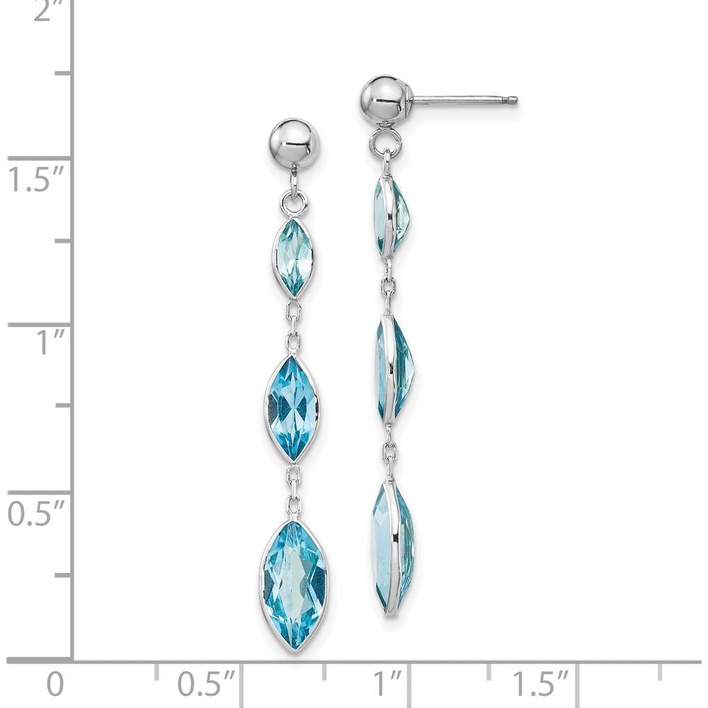 14K White Gold Drop Earrings with Swiss Blue Topaz Marquise Cut Stones - 1.16 Carat Total Topaz Weight by Monteluci Fine Jewelry