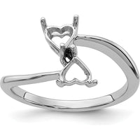 14K White Gold Dual Heart 5mm Gemstone Ring Mounting by Monteluci Fine Jewelry