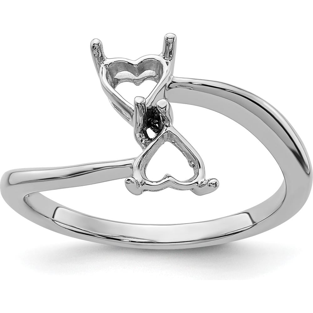 14K White Gold Dual Heart 5mm Gemstone Ring Mounting by Monteluci Fine Jewelry