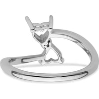14K White Gold Dual Heart 5mm Gemstone Ring Mounting by Monteluci Fine Jewelry