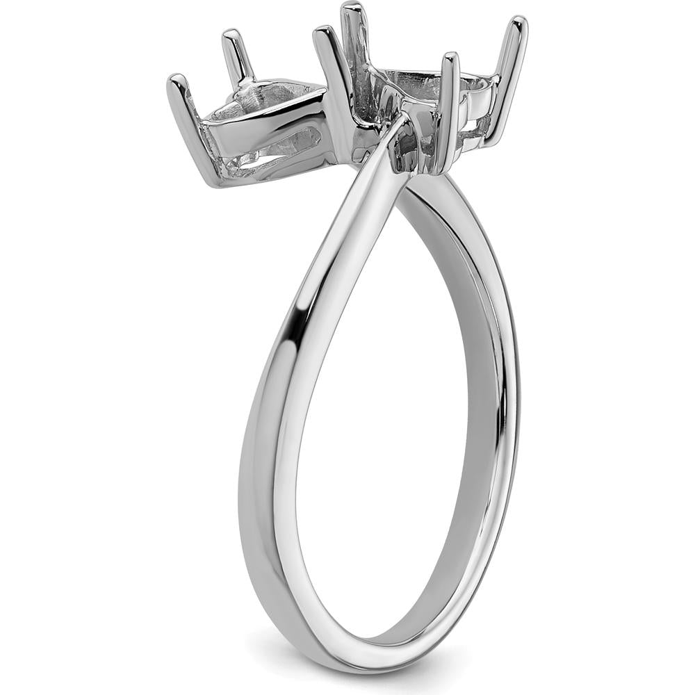 14K White Gold Dual Heart 5mm Gemstone Ring Mounting by Monteluci Fine Jewelry
