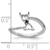 14K White Gold Dual Heart 5mm Gemstone Ring Mounting by Monteluci Fine Jewelry