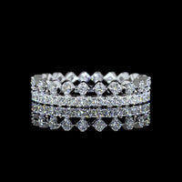 14K White Gold Dual Row Eternity Band with Round Brilliant Cut Lab Diamonds - 0.94 Carat Total Diamond Weight - Covaloro Fine Jewelry