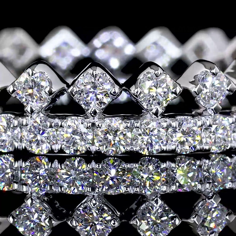 14K White Gold Dual Row Eternity Band with Round Brilliant Cut Lab Diamonds - 0.94 Carat Total Diamond Weight - Covaloro Fine Jewelry