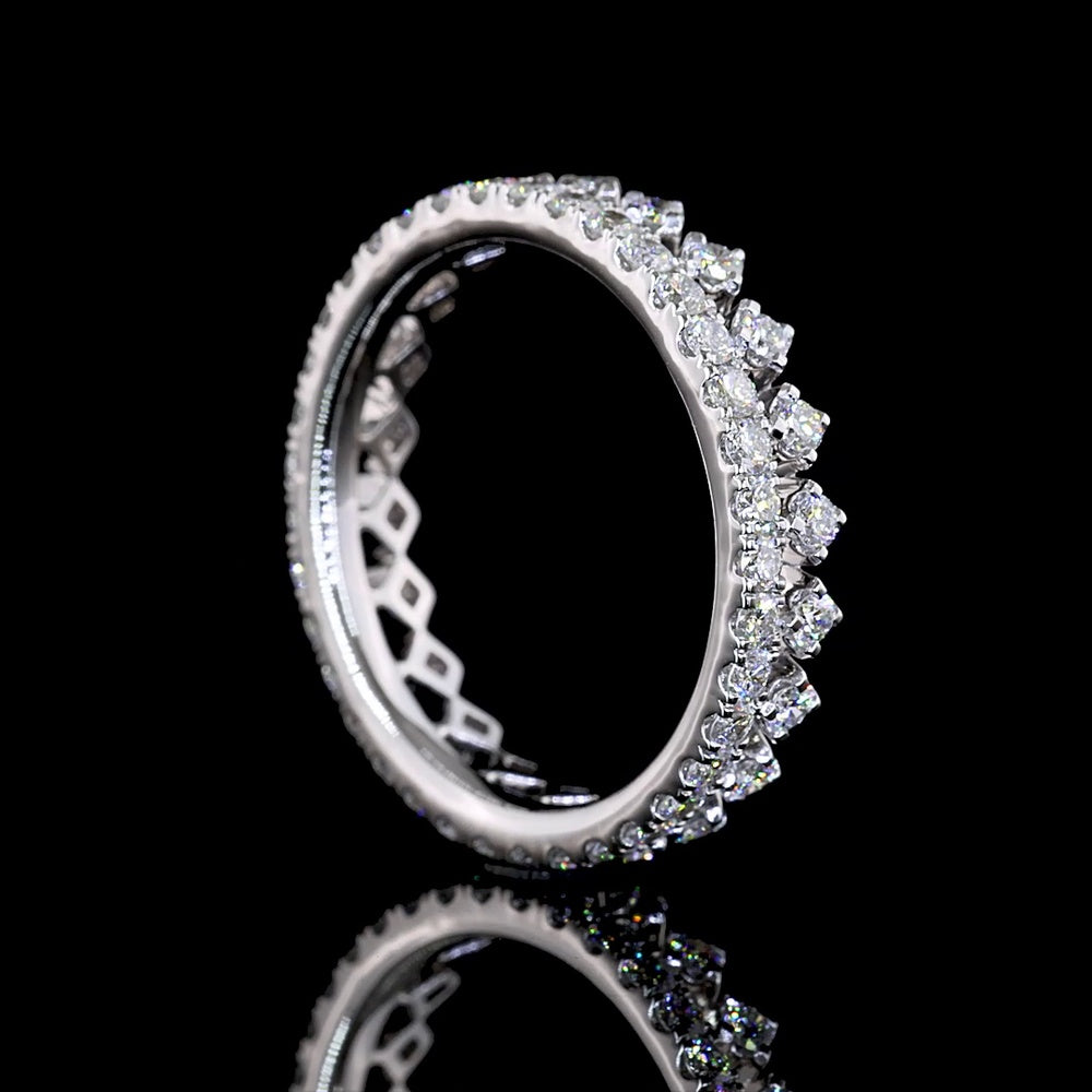 14K White Gold Dual Row Eternity Band with Round Brilliant Cut Lab Diamonds - 0.94 Carat Total Diamond Weight - Covaloro Fine Jewelry