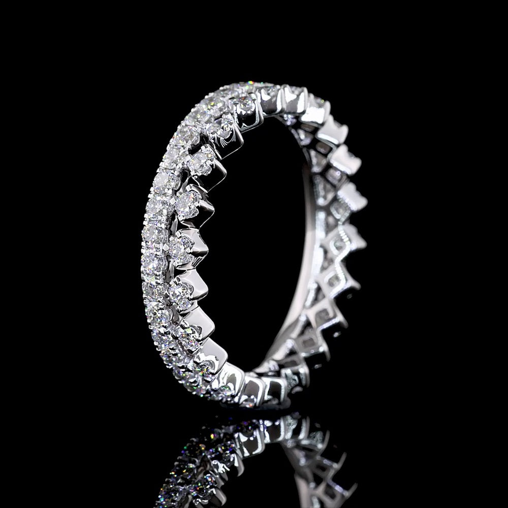 14K White Gold Dual Row Eternity Band with Round Brilliant Cut Lab Diamonds - 0.94 Carat Total Diamond Weight - Covaloro Fine Jewelry