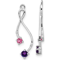14K White Gold Earring Jackets with Amethyst, Pink Tourmaline, and Diamonds - 0.16 Carats Total Gemstone Weight by Monteluci Fine Jewelry