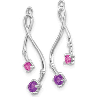 14K White Gold Earring Jackets with Amethyst, Pink Tourmaline, and Diamonds - 0.16 Carats Total Gemstone Weight by Monteluci Fine Jewelry