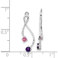 14K White Gold Earring Jackets with Amethyst, Pink Tourmaline, and Diamonds - 0.16 Carats Total Gemstone Weight by Monteluci Fine Jewelry