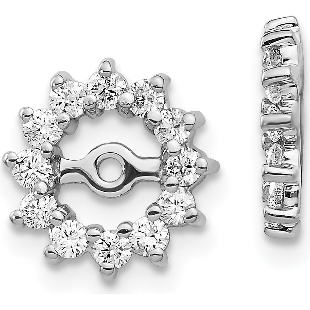 14K White Gold Earring Jackets with Round Diamonds - 0.02 Carats Total Diamond Weight by Monteluci Fine Jewelry