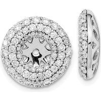 14K White Gold Earring Jackets with Round Diamonds - 0.0624 Carat Total Diamond Weight by Oro Pregiato