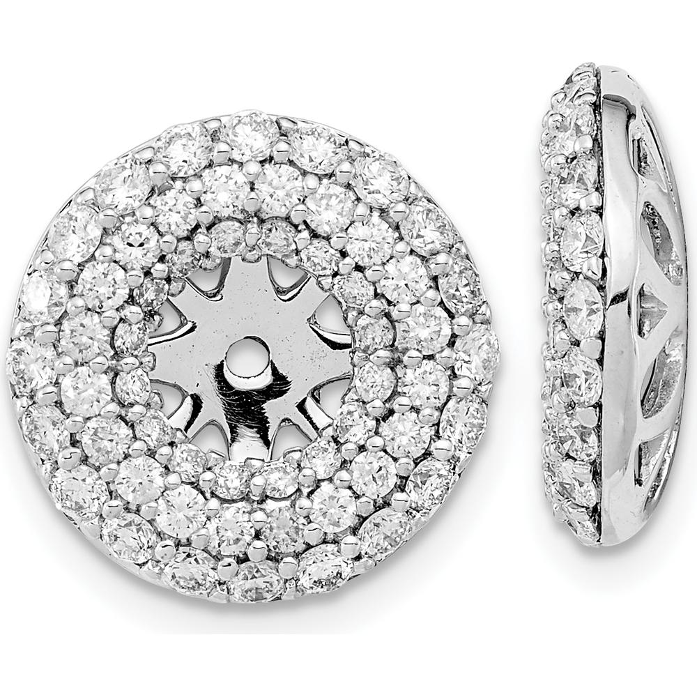 14K White Gold Earring Jackets with Round Diamonds - 0.0624 Carat Total Diamond Weight by Oro Pregiato