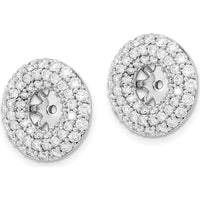 14K White Gold Earring Jackets with Round Diamonds - 0.0624 Carat Total Diamond Weight by Oro Pregiato