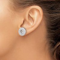 14K White Gold Earring Jackets with Round Diamonds - 0.0624 Carat Total Diamond Weight by Oro Pregiato