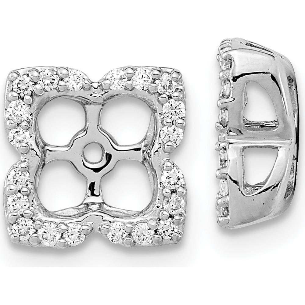 14K White Gold Earring Jackets with Round Diamonds - 0.1 Carat Total Diamond Weight by Oro Pregiato
