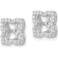 14K White Gold Earring Jackets with Round Diamonds - 0.1 Carat Total Diamond Weight by Oro Pregiato
