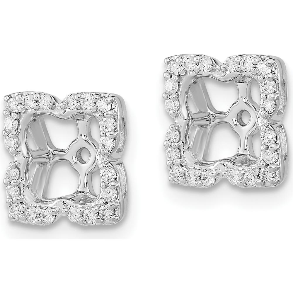 14K White Gold Earring Jackets with Round Diamonds - 0.1 Carat Total Diamond Weight by Oro Pregiato