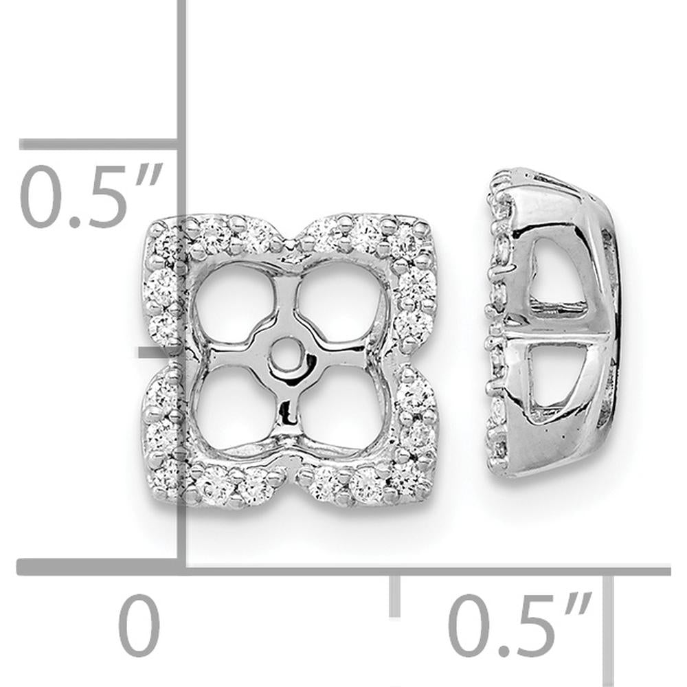 14K White Gold Earring Jackets with Round Diamonds - 0.1 Carat Total Diamond Weight by Oro Pregiato