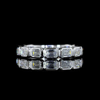 14K White Gold East-West 3/4 Eternity Band with Bezel Set Emerald Cut Lab Diamonds - 1.54 Carat Total Weight - Covaloro Fine Jewelry