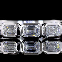 14K White Gold East-West 3/4 Eternity Band with Bezel Set Emerald Cut Lab Diamonds - 1.54 Carat Total Weight - Covaloro Fine Jewelry