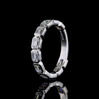 14K White Gold East-West 3/4 Eternity Band with Bezel Set Emerald Cut Lab Diamonds - 1.54 Carat Total Weight - Covaloro Fine Jewelry