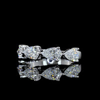 14K White Gold East-West 5-Stone Eternity Band with Pear Shape Lab Diamonds - 2.00 Carat Total Weight - Covaloro Fine Jewelry