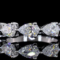 14K White Gold East-West 5-Stone Eternity Band with Pear Shape Lab Diamonds - 2.00 Carat Total Weight - Covaloro Fine Jewelry