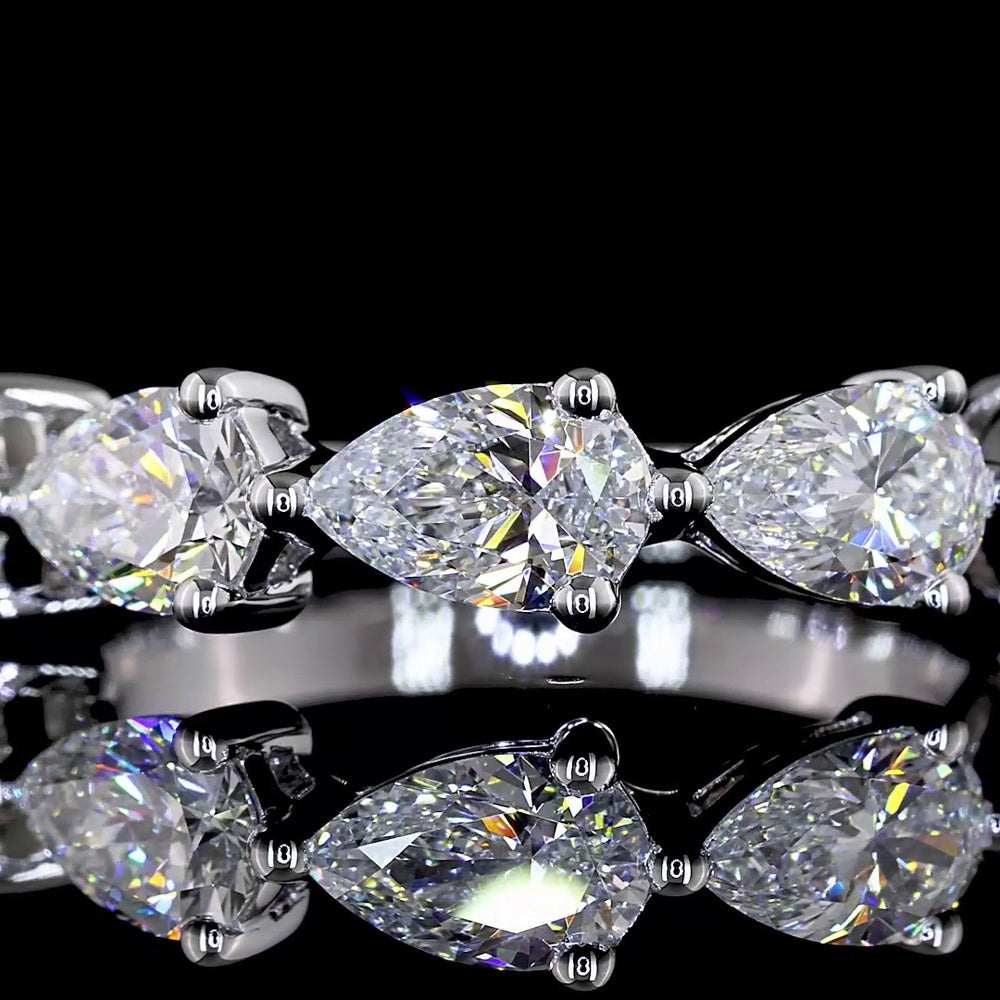 14K White Gold East-West 5-Stone Eternity Band with Pear Shape Lab Diamonds - 2.00 Carat Total Weight - Covaloro Fine Jewelry