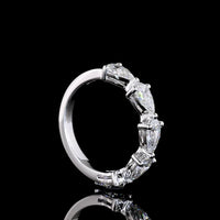 14K White Gold East-West 5-Stone Eternity Band with Pear Shape Lab Diamonds - 2.00 Carat Total Weight - Covaloro Fine Jewelry