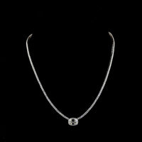 14K White Gold East-West Antique Cushion Cut Diamond Tennis Necklace with Brilliant Round Accents - 7.05 Carats Total Diamond Weight - Covaloro Fine Jewelry