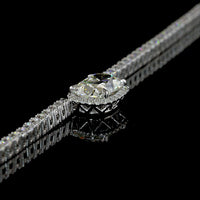 14K White Gold East-West Antique Cushion Cut Diamond Tennis Necklace with Brilliant Round Accents - 7.05 Carats Total Diamond Weight - Covaloro Fine Jewelry