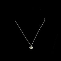 14K White Gold East-West Antique Oval Cut Lab Diamond Pendant with Brilliant Round Accents - 3.81 Carats Total Diamond Weight - Covaloro Fine Jewelry