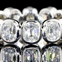 14K White Gold East-West Bezel Set Antique Cushion Lab Diamond Eternity Band - 7.30 Carats Total Diamond Weight - Covaloro Fine Jewelry