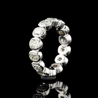 14K White Gold East-West Bezel Set Antique Cushion Lab Diamond Eternity Band - 7.30 Carats Total Diamond Weight - Covaloro Fine Jewelry