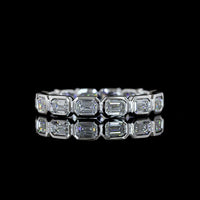 14K White Gold East-West Bezel Set Emerald Cut Lab Diamond Eternity Band - 1.43 Carats Total Diamond Weight - Covaloro Fine Jewelry