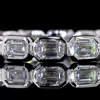 14K White Gold East-West Bezel Set Emerald Cut Lab Diamond Eternity Band - 1.43 Carats Total Diamond Weight - Covaloro Fine Jewelry