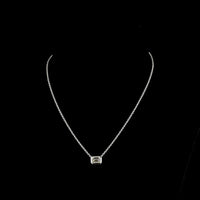 14K White Gold East-West Bezel Set Emerald Cut Lab Diamond Solitaire Necklace - 1.75 Carat Total Diamond Weight - Covaloro Fine Jewelry