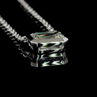 14K White Gold East-West Bezel Set Emerald Cut Lab Diamond Solitaire Necklace - 1.75 Carat Total Diamond Weight - Covaloro Fine Jewelry