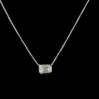 14K White Gold East-West Bezel Set Emerald Cut Lab Diamond Solitaire Pendant - 1.03 Carat, IGI Certified E-F Color - Covaloro Fine Jewelry
