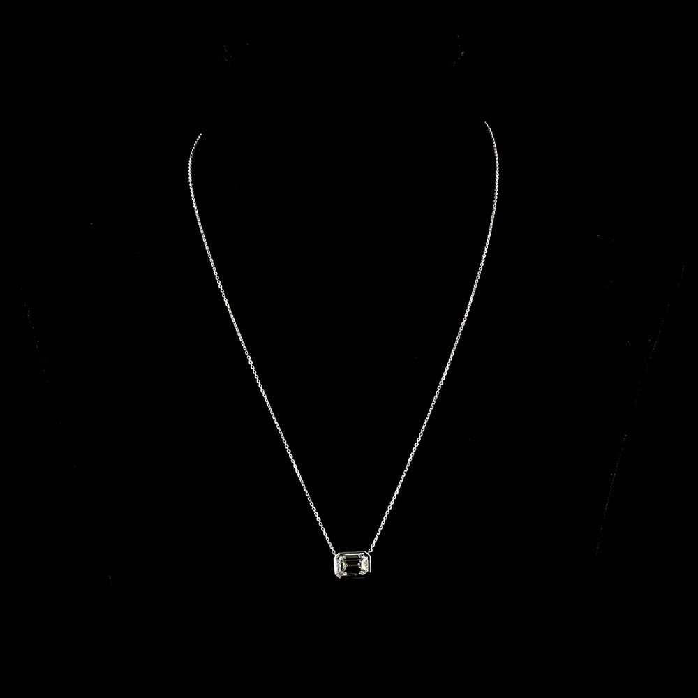 14K White Gold East-West Bezel Set Emerald Cut Lab Diamond Solitaire Pendant - 2.08 Carat Total Weight - Covaloro Fine Jewelry