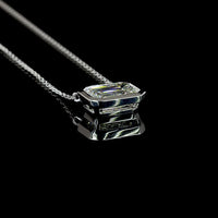 14K White Gold East-West Bezel Set Emerald Cut Lab Diamond Solitaire Pendant - 2.08 Carat Total Weight - Covaloro Fine Jewelry